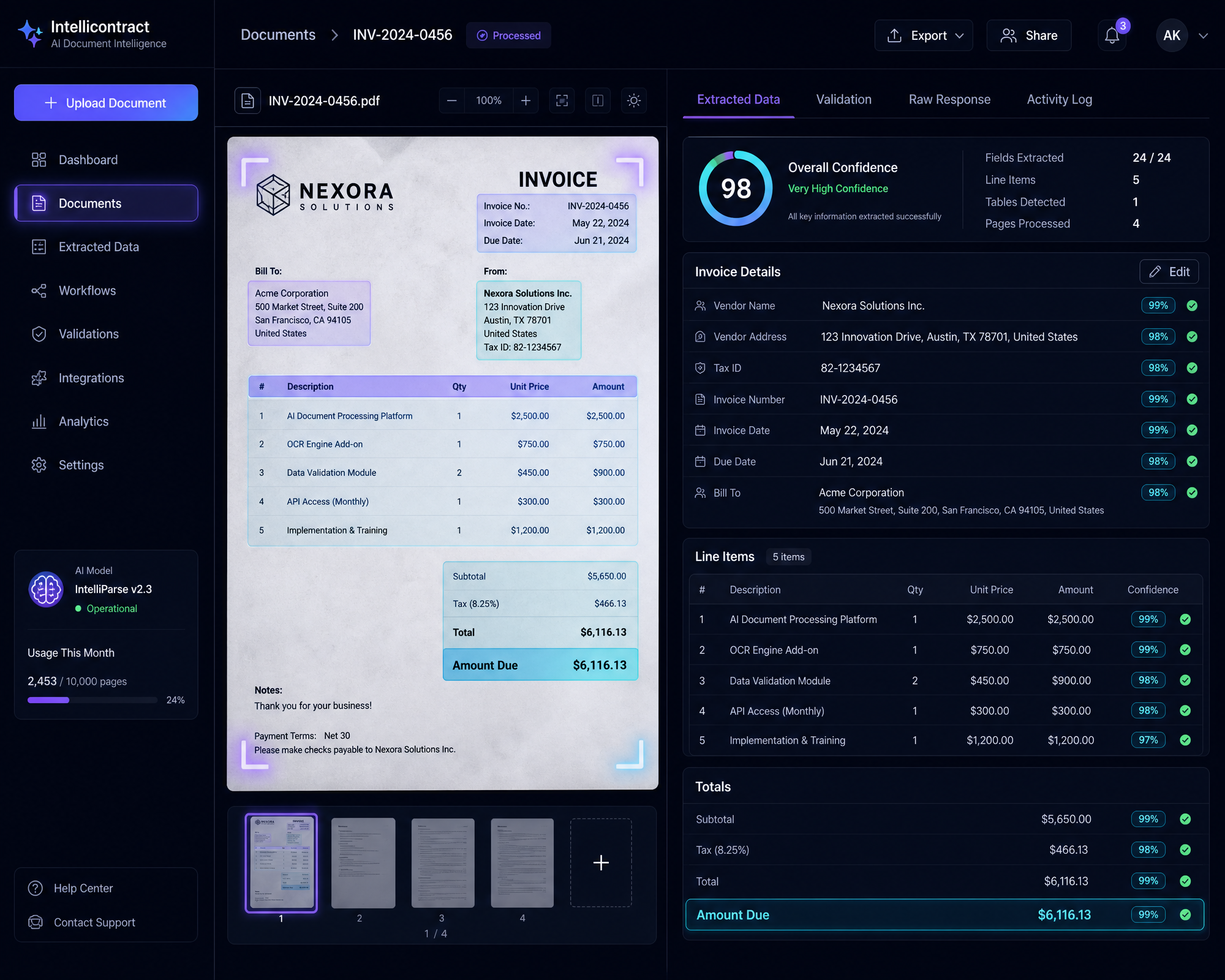 AtomMatrix Document Intelligence interface