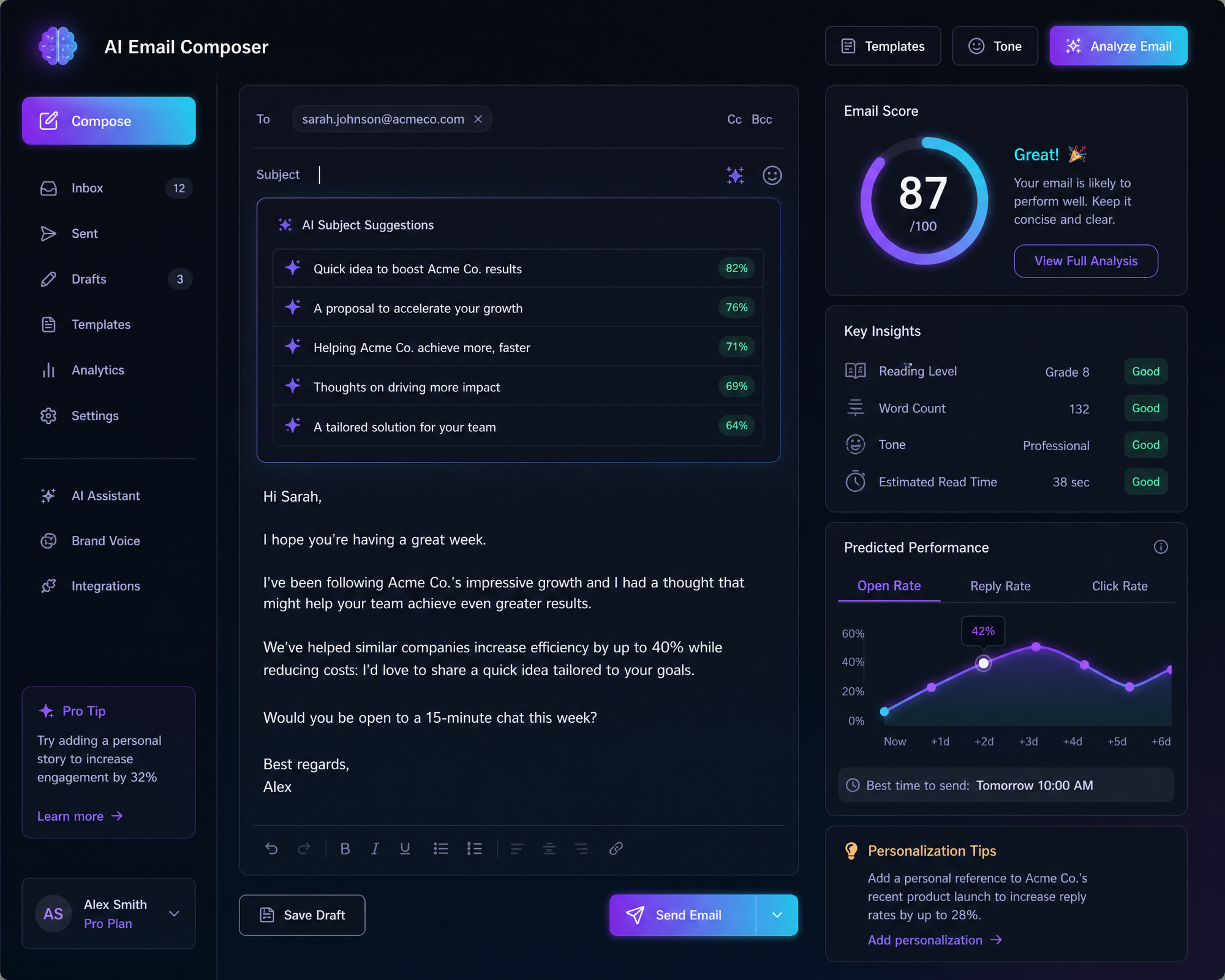AtomMatrix AI email automation interface